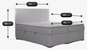 Łóżko Kontynentalne Tapicerowane BOLERO 160X200 Tapicerowane z Pojemnikiem Białe