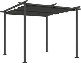 Outsunny Pergola Ogrodowa 3 x 3 m z Regulowanym Dachem, Konstrukcja Metalowa, Ochrona UPF30+, Zadaszenie na Taras, Ciemnoszary