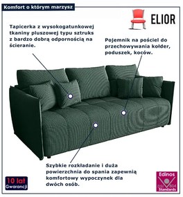 Ciemnozielona sofa rozkładana z funkcją spania F4-N23