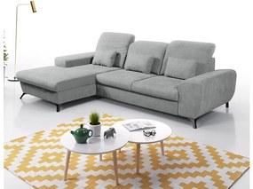 Rozkładany narożnik tapicerowany z pojemnikiem na pościel w układzie L ALTA lewy szary