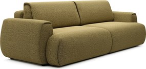 Kanapa 4-osobowa rozkładana z oliwkowo-zielonej tkaniny szenilowej MONELIA