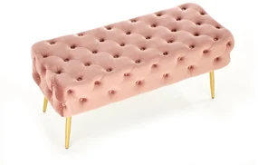 ATHENA ławka różowy / złoty, tapicerowana, pikowana, tkanina velvet, glamour
