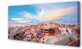 Obraz na płótnie Panorama Miasta o Zachodzie Słońca