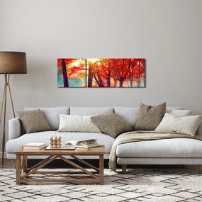 Obraz- Jesienny krajobraz (z zegarem) (90x30 cm)