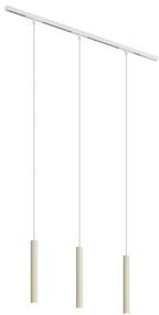 Nowoczesny system oświetlenia szynowego z 3 lampami wiszącymi w kolorze beżowym i białym, jednofazowy - Slimline Keno