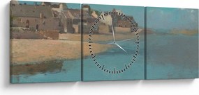 Obraz - Odilon Redon, Village by the Sea in Brittany, reprodukcje (z zegarem) (90x30 cm)
