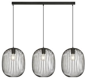 Czarna potrójna lampa wisząca w stylu loft - D127-Inez