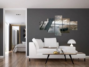 Obraz łodzi na jeziorze (125x70 cm)