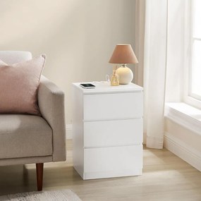 Vasagle Stolik nocny z funkcją ładowania ZION, 35x40x59 cm, biały