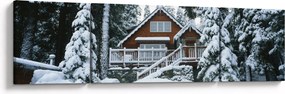 Obraz - Drewniany domek (170x50 cm)