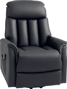 HOMCOM Elektryczny fotel do wstawania, z funkcją leżenia, skóra ekologiczna, 80 x 94 x 104 cm, Czarny | Aosom PL