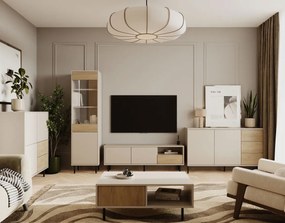 Komplet mebli do salonu z witryną kaszmir + dąb artisan L8-W19