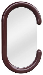 Owalne lustro ścienne z drewna paulowni - szer.  60 x wys. 105 cm - Brązowe - YALMA