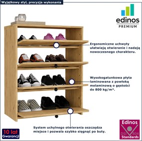 Czteropoziomowa uchylna szafka na obuwie dąb artisan L5-Z02