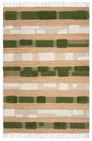 Zielono-naturalny dywan z mieszanki juty tkany ręcznie 120x170 cm Medina Blocks – Flair Rugs