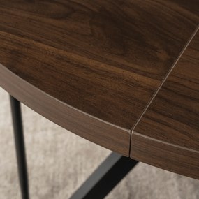 Zestaw Stół Okrągły Rozkładany LUKAS 100-250 cm Orzech/Czarny i 4 Krzesła Tapicerowane PERU Czarne Welurowe