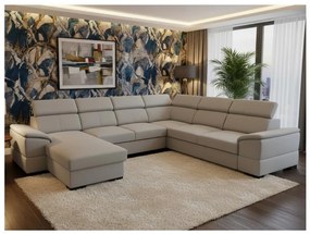 Narożnik rozkładany z uniwersalnym ustawieniem w kształcie U i pojemnikiem GRANADA jasnoszary