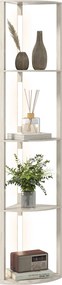 HOMCOM Lampa stojąca LED, regał narożny, ściemnialna, 4 półki, ciepłe światło, 41x30x164 cm, dąb