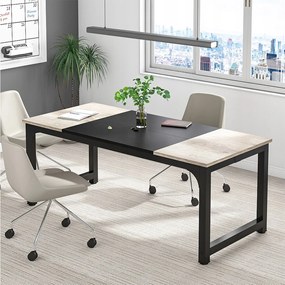 Biurko na laptopa, stół, biurko do nauki do pracy zdalnej, stanowisko pracy w biurze, sypialnia, łatwe w montażu (szary vintage/czarny, 180 x 80 x 75 cm)