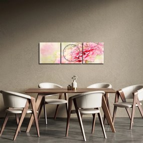 Obraz - Różowy kwiat, akwarela (z zegarem) (90x30 cm)