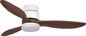 Wentylator sufitowy MISTRAL w nowoczesnym stylu - silnik pr?du sta?ego - 24W LED SMD - K Select - pilot - ?wiat?o - 3 ostrza - ø132 cm - stal i drewno - orzech