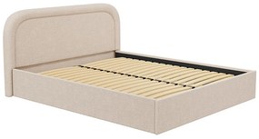Łóżko ze skrzynią - 180 x 200 cm - Tkanina bouclette - Beżowe - FIREZA II