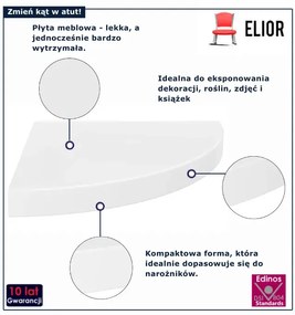 Biała w połysku półka ścienna W1-K38