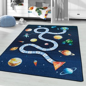 Dywan dziecięcy Play Kosmos granatowy antypoślizgowy do prania 160 cm x 230 cm