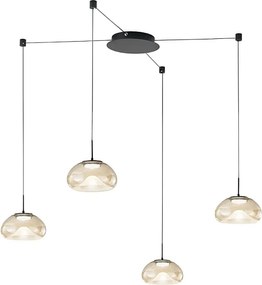 Brena - Koniak, 4-punktowa lampa wisząca zdecentralizowana - Fabas Luce - 40W ściemnialna dioda LED - Zdecentralizowany montaż