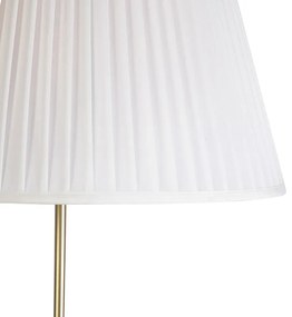 Lampa podłogowa regulowana złota/mosiądz klosz plisowany kremowy 45cm - ParteWiejski/ Rustykalny / Vintage Oswietlenie wewnetrzne