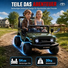 AIYAPLAY Dziecięcy samochód elektryczny TOYOTA FJ 24V zdalnie sterowany 200W silnik akumulator litowy 2-miejscowy dla 3-8 lat | Aosom PL