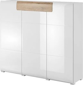 Komoda wysoka TOLEDO 3D1S biała połysk/dąb san remo