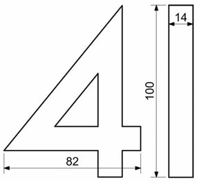 Aluminiowy numer domu 4, 3D, pow. strukturalna