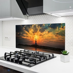 Panel Szklany do Kuchni Latarnia Na Skalistym Brzegu