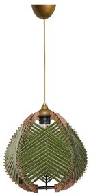 Ciemnozielono-naturalna lampa wisząca z tekstylnym kloszem ø 25 cm – Opviq lights