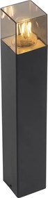 Stojąca lampa ogrodowa czarna 50 cm IP44 z przydymionym szkłem - Denmark