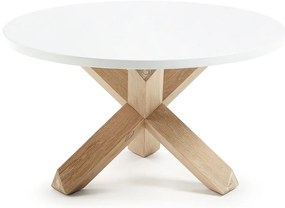 Biały/w naturalnym kolorze okrągły stolik z białym blatem ø 65 cm Lotus – Kave Home