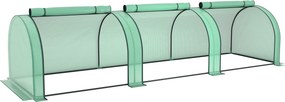 Outsunny Szklarnia foliowa, mrozoodporna, ze zwijanymi drzwiami na zamek 350 x 100 x 80 cm Zielony | Aosom PL