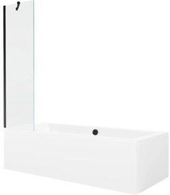 Mexen Cube wanna prostokątna 180 x 80 cm z obudową i parawanem 1-skrzydłowym 50 cm, transparent, czarny - 550518080X9505000070