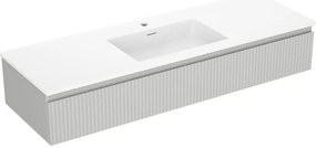 Mexen Rivel szafka łazienkowa 140 cm z umywalką Otis, 1 szuflada, ryflowana , szara mat/biała mat - 91A20-14023-1-BF62-W18M01
