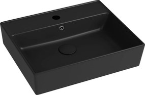 Umywalka ceramiczna nablatowa / wisząca czarna z otworem na baterie 55x45 cm LERA Black