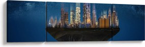 Obraz - Wielkie miasto unoszące się w kosmosie (170x50 cm)