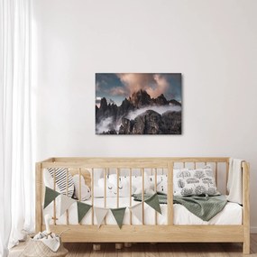 Obraz - Włoskie Dolomity ukryte we mgle (70x50 cm)