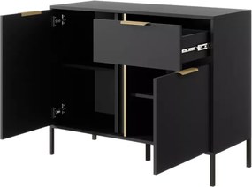Komoda Zante V – elegancka komoda w kolorze antracytowym ze złotymi detalami, 2-drzwiowa z 1 szufladą