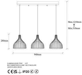 Czarna lampa wisząca z metalowym kloszem Cafu – Opviq lights