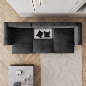 Masseno Narożnik SARMO z funkcją spania i pojemnikiem na pościel Narozniki U, Rozkładana sofa - Czarny, MONOLITH 95
