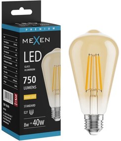 Mexen Vintis żarówka filament LED E27, ST64, 8W, Ciepła - 2700K, 750 lm, amber - L152-E27-0827-50