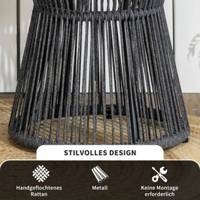 Outsunny Stół Ogrodowy Boho Rattan PE Odporny na Warunki Atmosferyczne Czarny Naturalny 39x39x49cm | Aosom PL