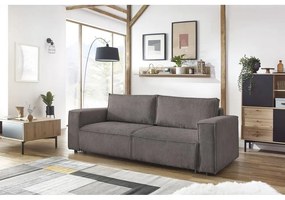 Ciemnobrązowa sztruksowa rozkładana sofa 245 cm Nihad – Bobochic Paris