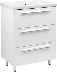 Biały Zestaw do Łazienki Stojący 60cm Szafka z Umywalką Bryza